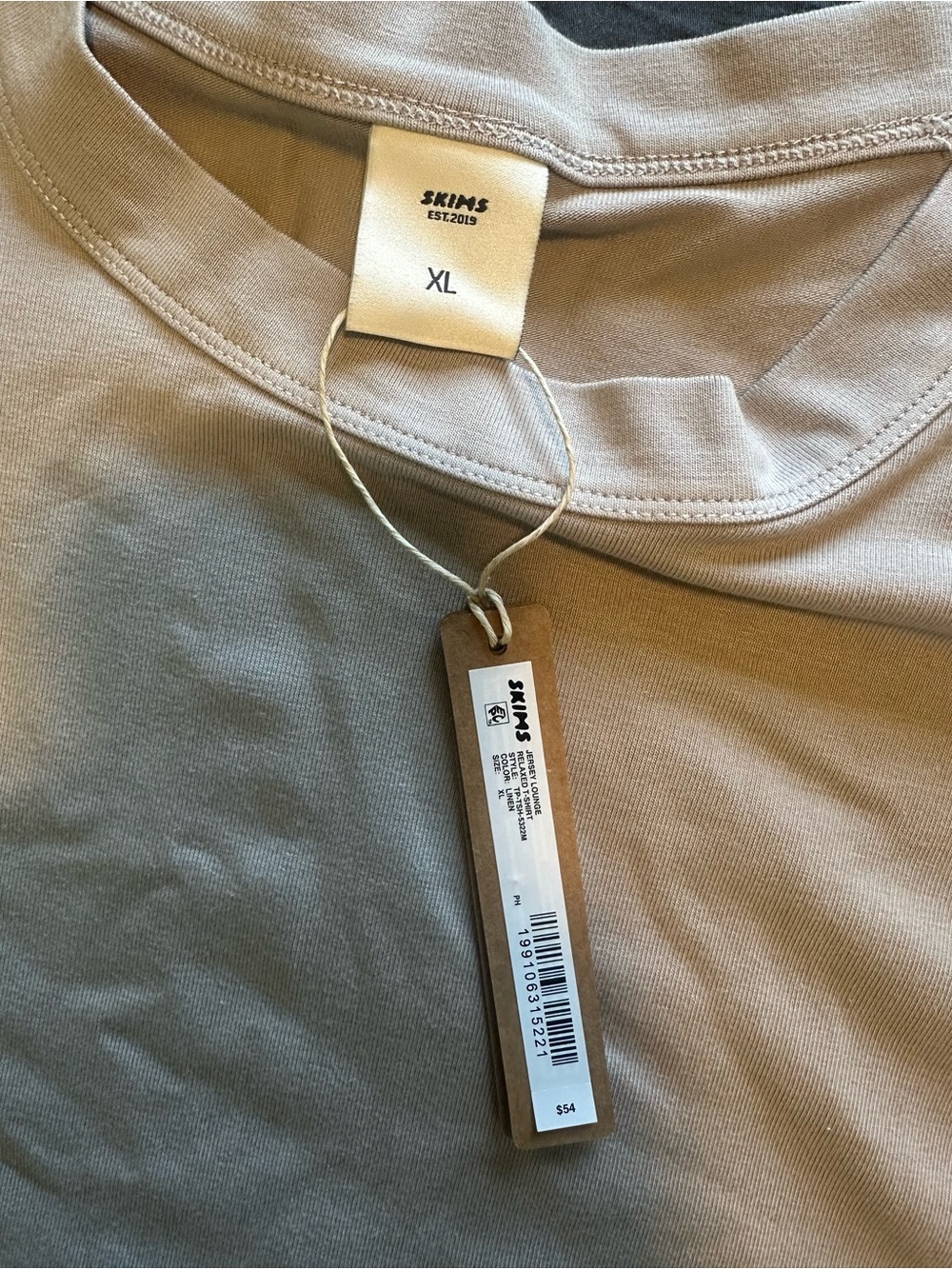 SKIMS Men’s Linen Jersey Lounge Tee in Taupe Beige